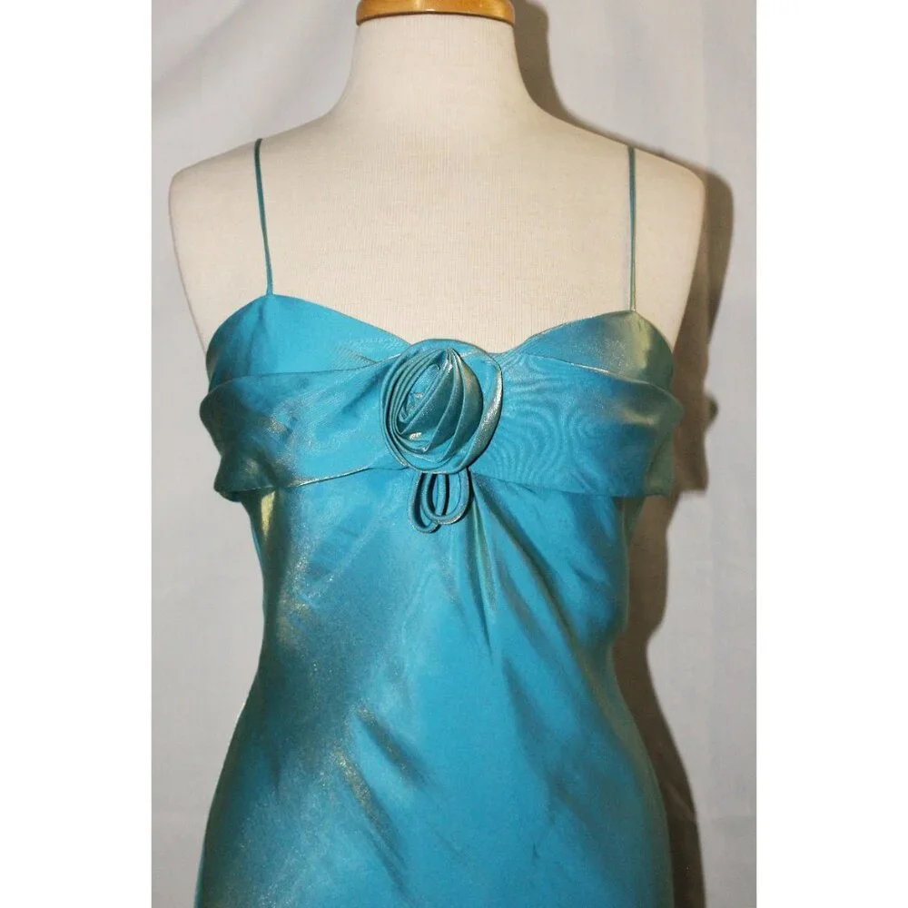 NWOT Poly USA #2504 Vintage Taffeta Evening Dress-Size 2X-TURQUOISE-NEW - Picture 4 of 5